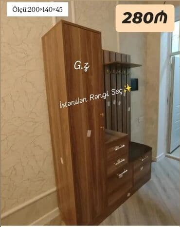 tap az islenmis metbex mebeli: Düz dolab, Dəhliz üçün, Paltar üçün, Açılan, Korpuslu, 1 qapı — 2