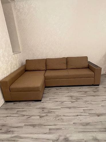 qoz: Künc divan və kofe masası dəsti - Rəng: isti qəhvəyi/karamel tonları — 2