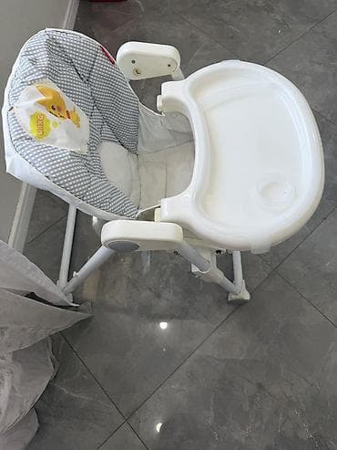 Yemək masaları, oturacaqları: Uşaq yemək stulu 150azn alinib! 40azn satilir! - Rəng: ağ və boz — 4