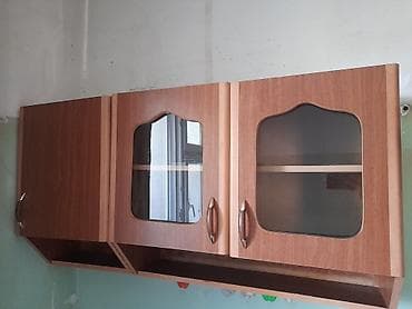 divar kitab refleri: Mətbəx üçün asma şkaflar dəsti - Material: ağac teksturalı laminat — 2