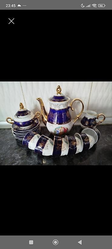 çayni serviz: Çay dəsti, rəng - Mavi, Farfor, 6 nəfərlik — 1