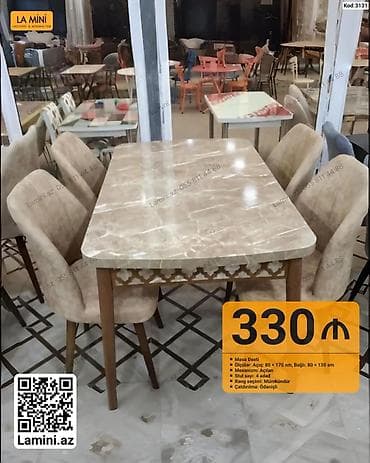 kohnə stul: Masa Dəsti – açılan mexanizmli, 4 stulludur - Kod: 3129 / 3132 / 3131 — 2
