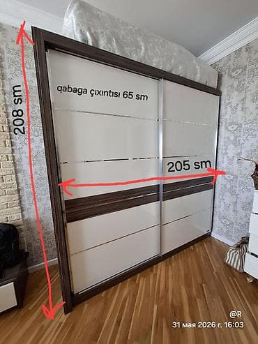puflar: Yataq otağı dəsti Tərkibi və ölçülər: - Dolab: sürgülü qapılar, iki — 1