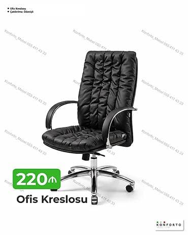 Məhsul: Ofis kreslosu - Rəng: qara - Material: yumşaq, yastıqlı dəri