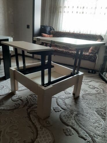 masa oturacaqlar: Jurnal masası, İşlənmiş, Transformer, MDF, Kvadrat masa — 3