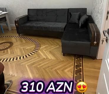 divan künc: Qonaq otağı üçün L formalı yumşaq künc divan - Rəng: tünd boz/qartal — 1