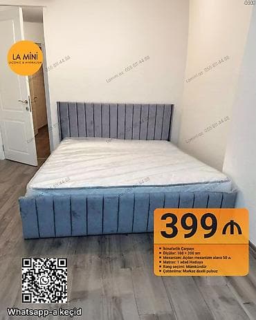 hediye: İkinəfərlik çarpayı, Bazalı, Matras ilə, Siyirməsiz — 1