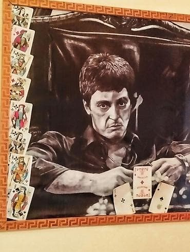 qara sam: Scarface filiminden Tony Montana Divar Rəsmi.Ölçü 68×57sm — 3