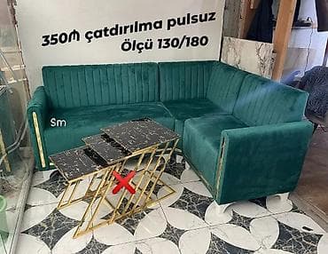 islenmis kunc divani: Məhsul: Yumşaq künc divan - Ölçü: 130/180 sm - Material: Zərif velur — 2