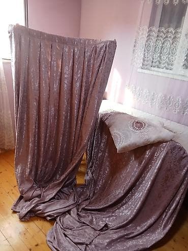 Qonaq otağı və yataq otağı üçün pərdə dəsti - Material: sıx toxunmuş