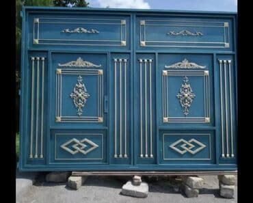 жер тошок: Железо Дворовые ворота, Распашные, 3 м, Механические, С дверью, цвет - Голубой, Нет кредита, Платная установка, Платная доставка — 35