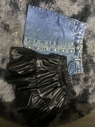 2 ədəd ətək dəsti - Model 1: Cins ətək - Açıq mavi denim - Ön