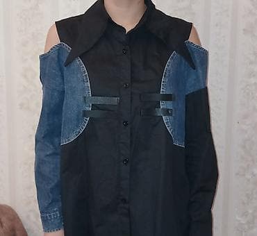 Qadın üçün dizaynı fərqli kofta/köynək - Rəng: əsas gövdə qara, detal