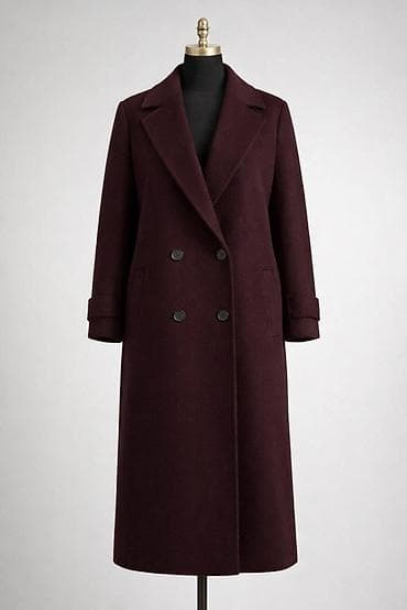 ZARA Qadın palto – tünd (bordo) rəngdə, klassik dizayn. 1 defe