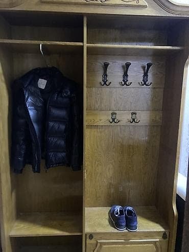 step deke: Klassik dizaynlı dəhliz üçün asılqanlı dolab - Material: təbii ağac — 1