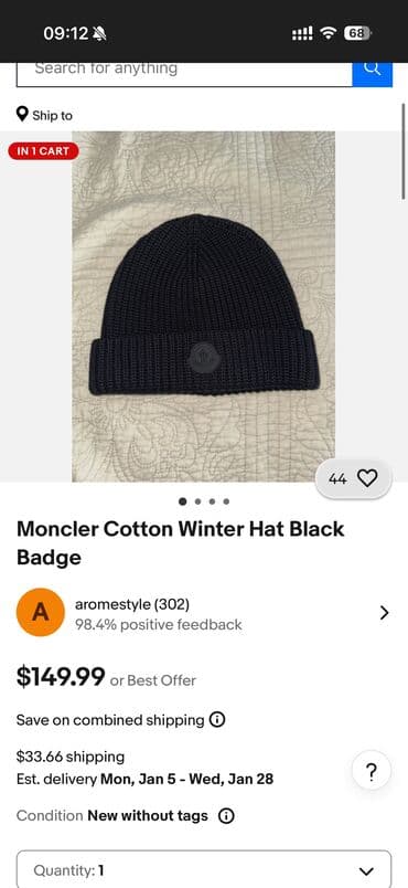 dağlar qoyub ağ papaq: Papaq, Moncler, One size, rəng - Qara — 6