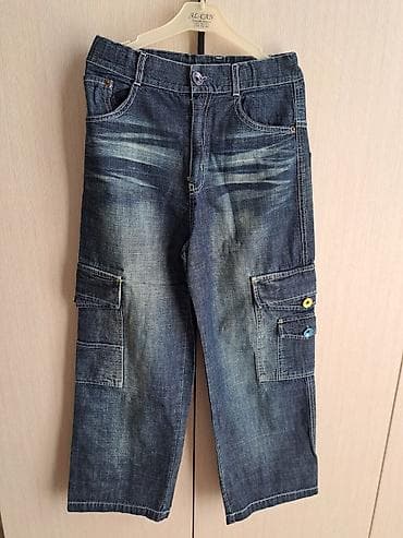 Uşaq üçün cargo tərzli cins şalvar, 10-11 yaşa, boy 140 sm - Rəng — 1