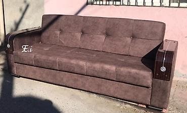 acilan divan: - 3 nəfərlik rahat divan - Rəng: tünd qəhvəyi - Material: yumşaq — 1