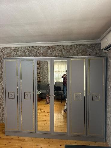 iş market: Yeni, 6 qapı, Güzgülü, Boz, Açılan, Düz dolab — 3