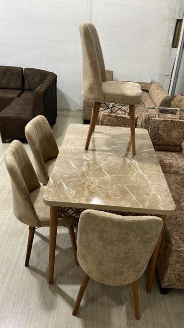 Masa və oturacaq dəstləri: Qonaq otağı üçün, Yeni, Açılan, Künc masa, 4 stul — 1