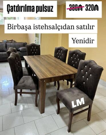 Taburetlər: Masa dəsti MASA +6 STULL💥 Masa bağlı: 90×1.70+6stul: 320₼ Masa — 2