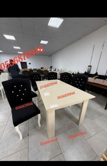 Qonaq otağı üçün, Yeni, Açılmayan, Dördbucaq masa, 6 stul