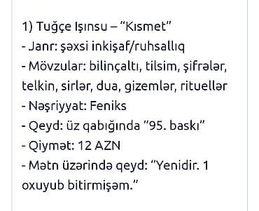 Tuğçe Işınsu – “Kısmet” kitabı - Janr: şəxsi inkişaf/ruhsallıq - — 2