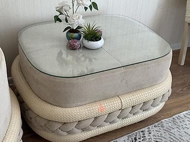 metbex kunc divan: Künc divan dəsti – bej rəng - L‑şəkilli, bazalı geniş oturacaqlı — 2