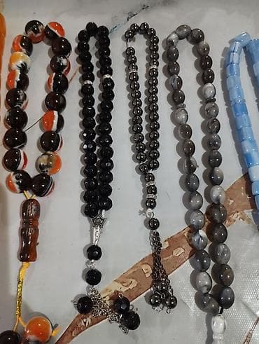 ebonit tesbeh: Məhsul: Təsbeh və muncuq dəstləri Təsvir: - Qırmızı şəffaf kəhrəba — 4