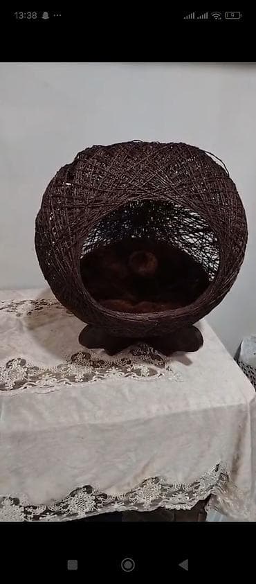 ev sicani: Ev heyvanları üçün dekorativ yuva/evcik - Material: tünd qəhvəyi — 3