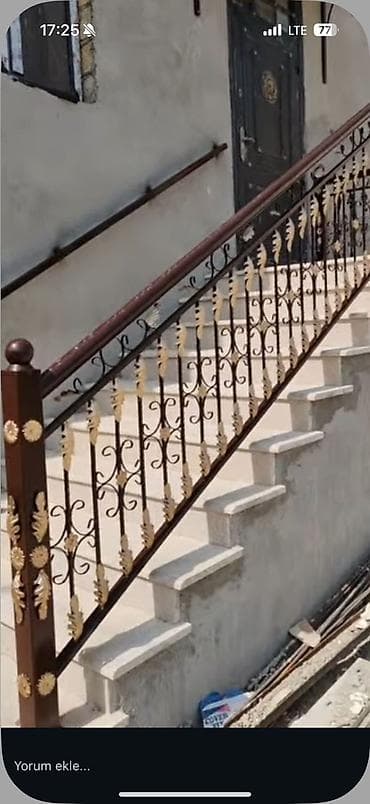 işlenmiş taxtlar: Dəmir məhəccər və pəncərə barmaqlıqları – dekorativ döymə elementli — 2