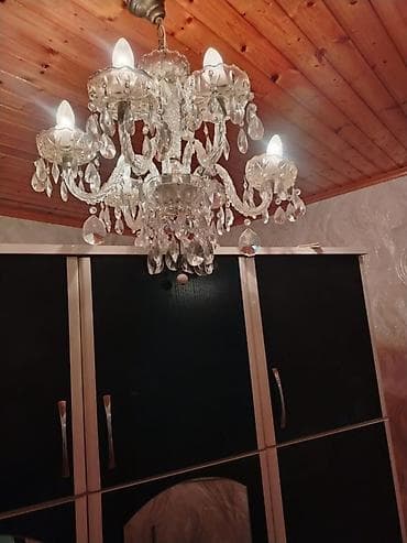 xrustal vaz: Çılçıraq, 5 lampa, Xrustal — 2