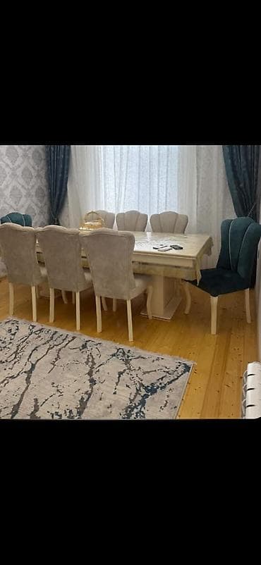 Ev və bağ: Qonaq otağı üçün, Açılmayan, Dördbucaq masa, 8 stul — 1