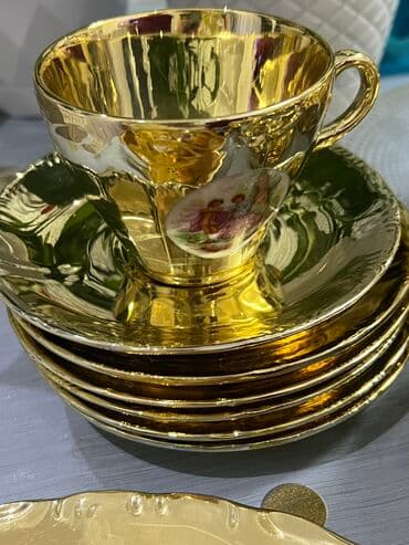 карта мира: Чайный набор, цвет - Золотой, Фарфор, Madonna, 6 персон, Япония — 3