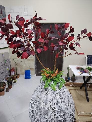 ev ucun aboylar: Dekorativ böyük kompozisiya – süni ağac və daş effektli iri vaza - — 3