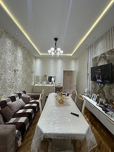 Tam təmirli 2 otaqlı mənzil interyeri - Geniş qonaq otağı: LED xətli — 6