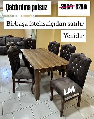 Açılan, Dördbucaq masa, 6 stul