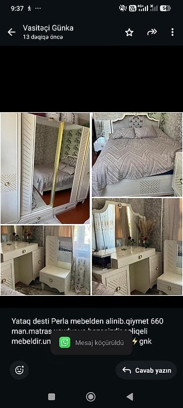 Yataq desti Perla mebelden alinib.qiymet 660 man.matras yoxdur ve
