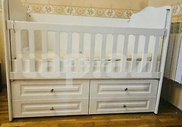 matras alti: Uşaq beşiyi – funksional və geniş - Material: ağ rəngli MDF/taxta — 1