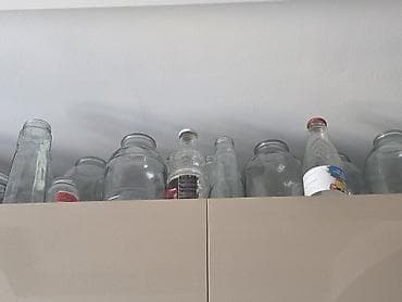 tom xrustal qablar: Şüşə qablar dəsti - Müxtəlif ölçü və formalarda şüşə bankalar və şüşə — 1