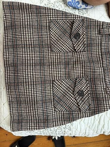 son zeng etekleri: Qadın ətəyi – klassik kaşmir/plaid naxışlı - Model: A-kəsimli mini — 2