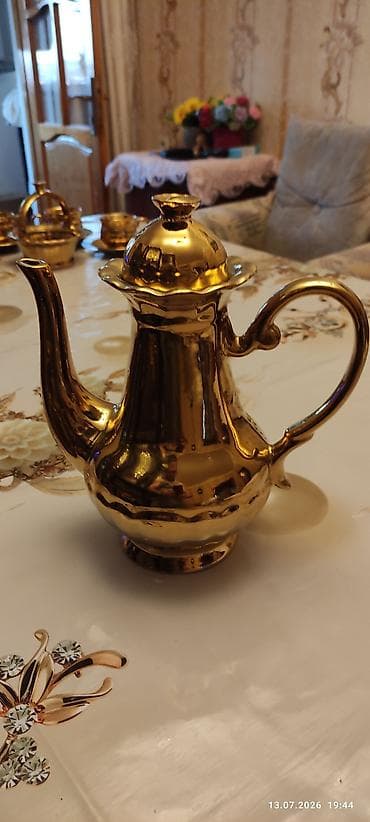 Çay dəsti, rəng - Qızılı, Keramika — 3