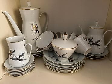 Çay dəsti, rəng - Ağ, Farfor, 6 nəfərlik, Almaniya