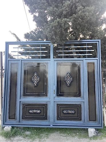 resotka qapilar: Dəmir Həyət darvazası, Yana açılan, Mexaniki, Qapı ilə, rəng - Mavi — 4