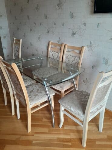 Другая мебель: Для кухни, Б/у, Нераскладной, Квадратный стол, 6 стульев — 2