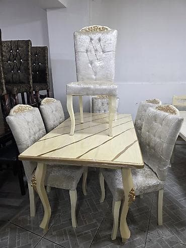 Qonaq otağı üçün, Dördbucaq masa, 6 stul