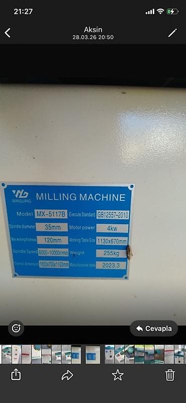 qədim samovar satisi: WANGUANG MX-5117B frezləmə dəzgahı Texniki göstəricilər: - Model — 3