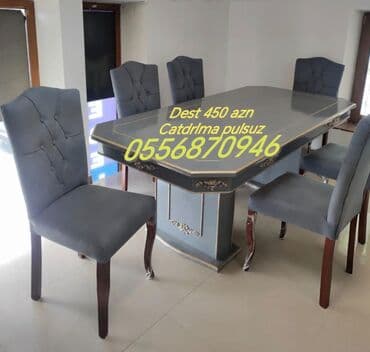 xirdalanda heyet evleri 2022: Qonaq otağı üçün, Yeni, Açılmayan, Dördbucaq masa, 6 stul — 1