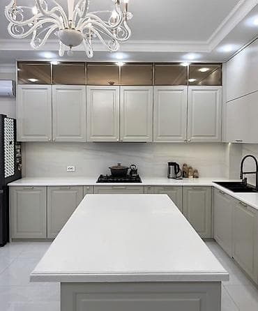 dairevi stol: Mətbəx mebel dəsti – klassik-modern üslub - Rəng: açıq bej/boz — 6