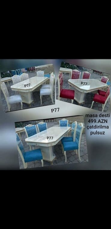 ♦️ Masa desti♦️ ♦️Sifarişle yiğilir. ♦️6 stul 1 masa ♦️Olcu 2/1